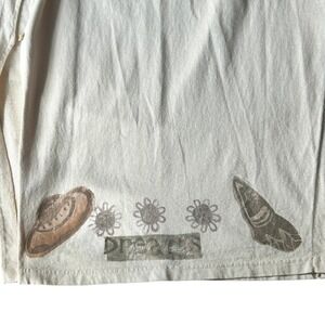 Blue Fish Clothing Dreamers Skirt Size 2 Beige‎ Hand Painted Hats Flowers USA
